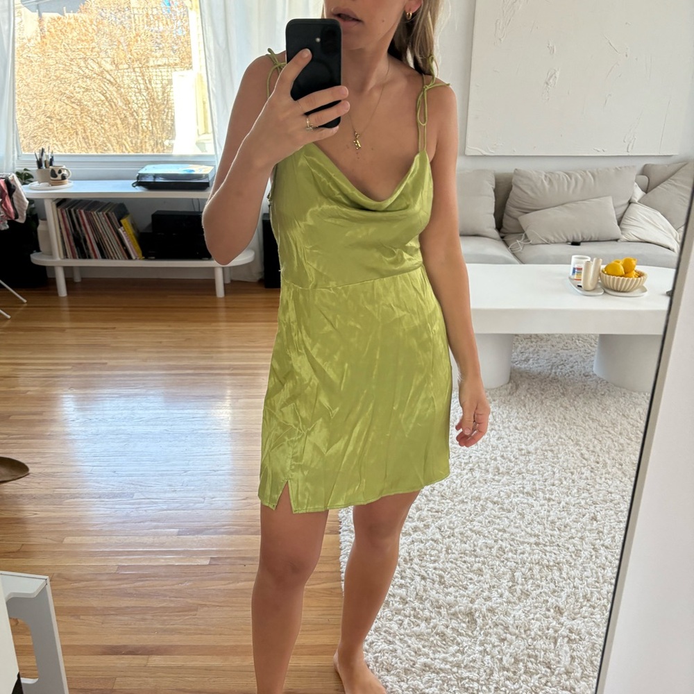 Elegant Lime Green Slip Dress